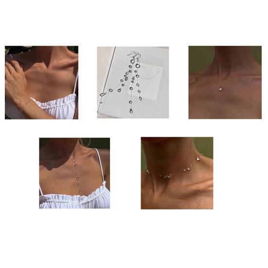 Прозрачные ювелирные изделия в виде капли воды, ожерелье из искусственного хрусталя и круглой бусины, серьги-кисточки, браслет из бисера в виде капли для свадебной вечеринки