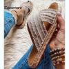Модные винтажные легкие шлепанцы с открытым носком, повседневные, удобные, плетеные, римские, туфли, женские сандалии, бохо, плоские тапочки 43