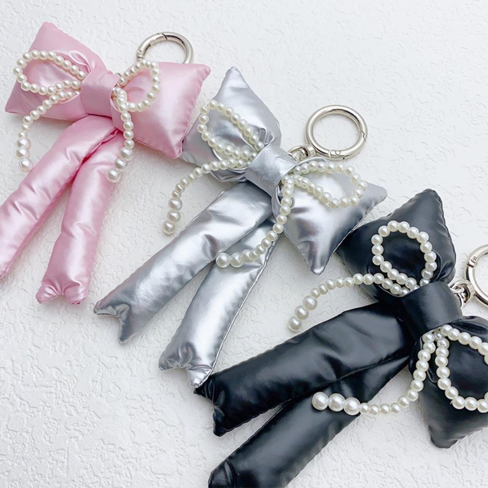 Glossy 3D Bowknot Keychain Rhinestone Y2k Hanging Backpack Accessories Girls