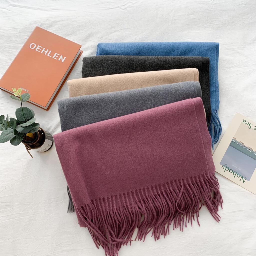 Candy Color Imitation Cashmere Scarf Women'S Winter Solid Color Warm Shawl Spring And Autumn Japanese Simple Scarf