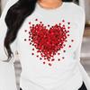 Топы для женщин с принтом в виде сердца и розы, круглый вырез, длинный рукав, футболка, осенний повседневный тонкий пуловер, женский топ с длинным рукавом