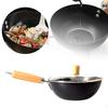 Iron Wok Cooking Pot with Glass Cover for Frying And Stewing On Various Cooktops