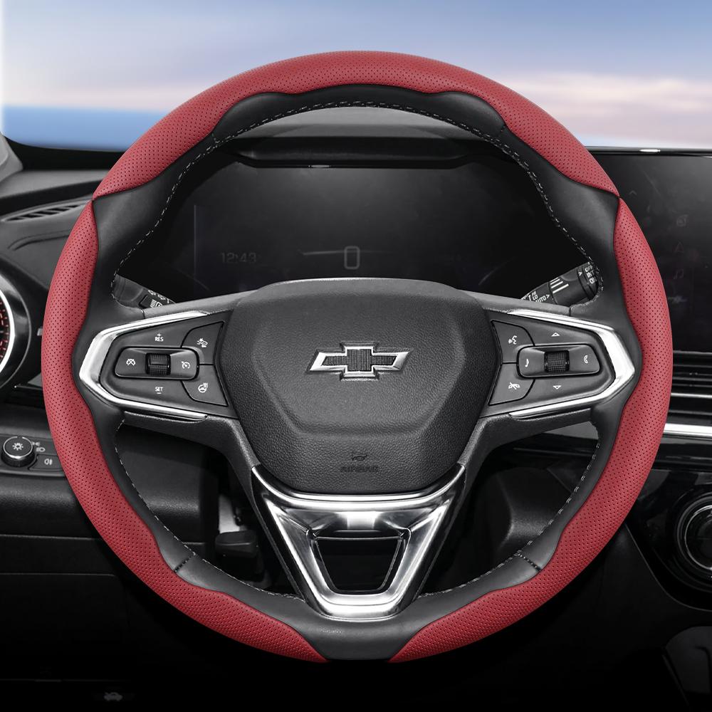 AABHN1 Suitable for Chevrolet Breathable Holes Leather Steering Wheel Cover Segmented Quick Release Design Non-Slip and Durable Cruze Spark Captiva