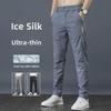 Men's Summer Ice Silk Casual Pants - Slim Korean Style, Loose, and Straight Trousers.