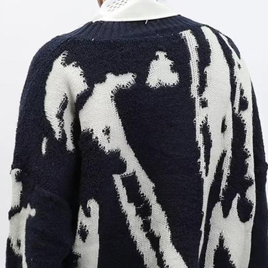 Мужской кардиган, свитер в стиле ретро, американский стиль, V-образный вырез, свободный однобортный, контрастного цвета, вязаный свитер, пальто, уличная куртка в стиле хип-хоп