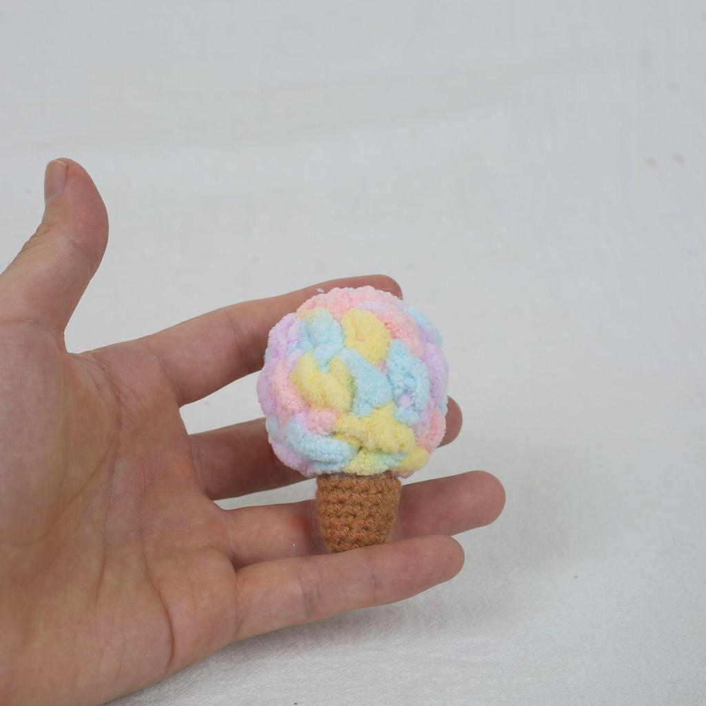 Cute Ice Cream Pompon Keychain Bag Charm for Kids