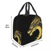 Golden Dragon Pattern Insulated Lunch Bag for Kids School Cooler Thermal Food Box Tote Portable Lunch Boxes Container