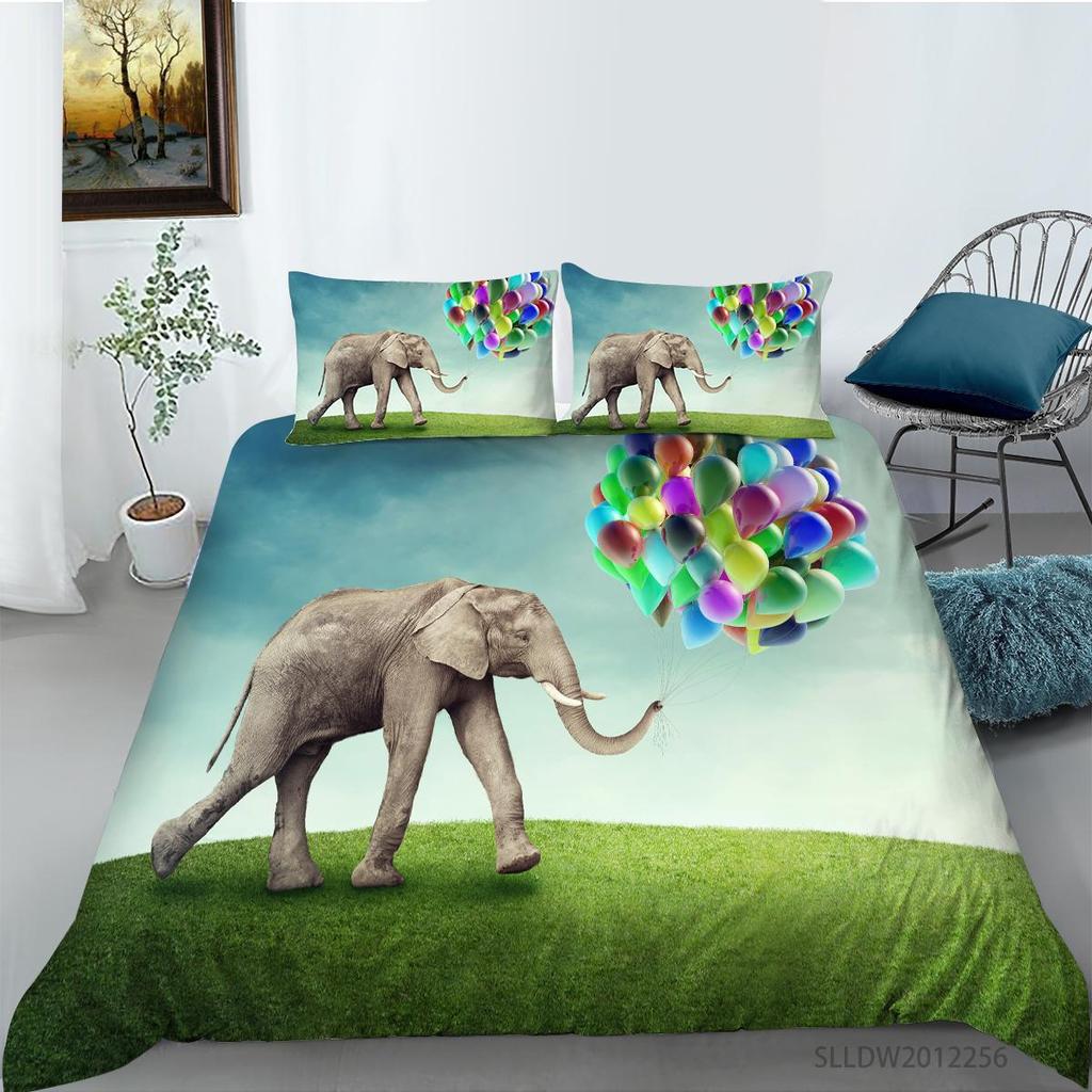 Новая мода комплект пододеяльников со слоном королевского размера, постельные принадлежности, роскошный домашний текстиль, мягкий пододеяльник с 3D принтом животных, детское постельное белье