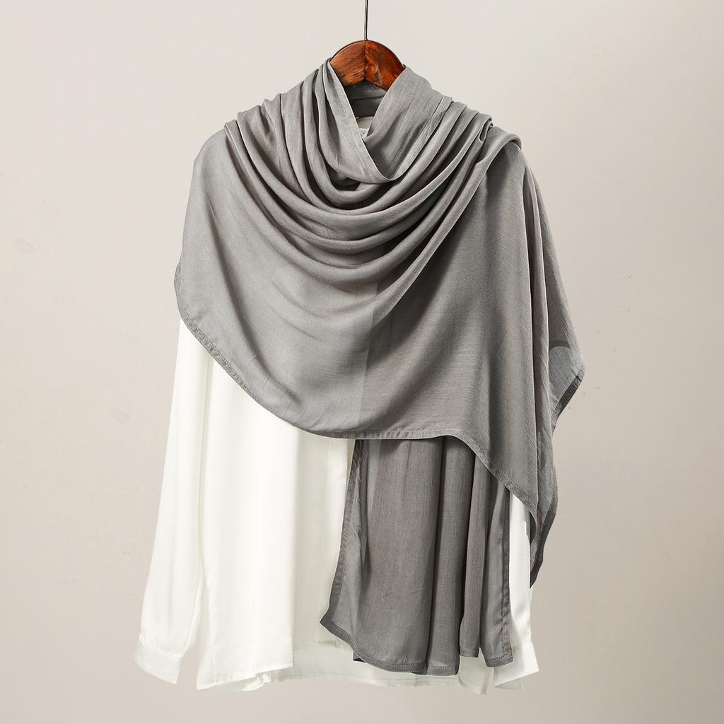 Хлопок Район Модал Хиджаб Шарф Однотонный Головной платок Накидки Большой размер Однотонные Шали Мусульманский Женский Хиджаб Исламский Тюрбан Повязка на голову 190*85см