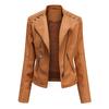 Women Fashion Lace-up Leather Jacket Slim Fit Spring Autumn Motorcycle Jacket Zipper Jacket