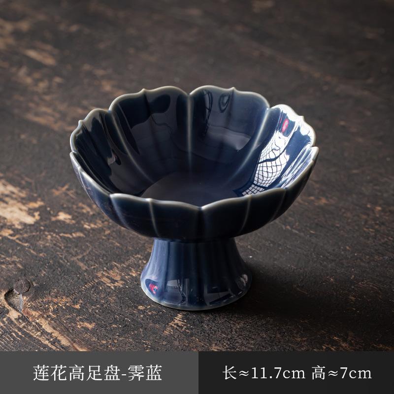 Китайская керамическая тарелка для фруктов на высокой ножке, тарелка для закусок в стиле дзен, тарелка для выпечки Будды, изысканная тарелка для закусок на высокой ножке, помолвочная тарелка