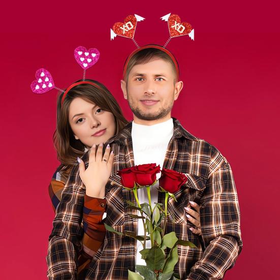 Ободок на голову в виде сердца на День святого Валентина, блестящий красный аксессуар для волос в виде сердца для Хэллоуина, праздника, свадьбы, дня рождения, костюма