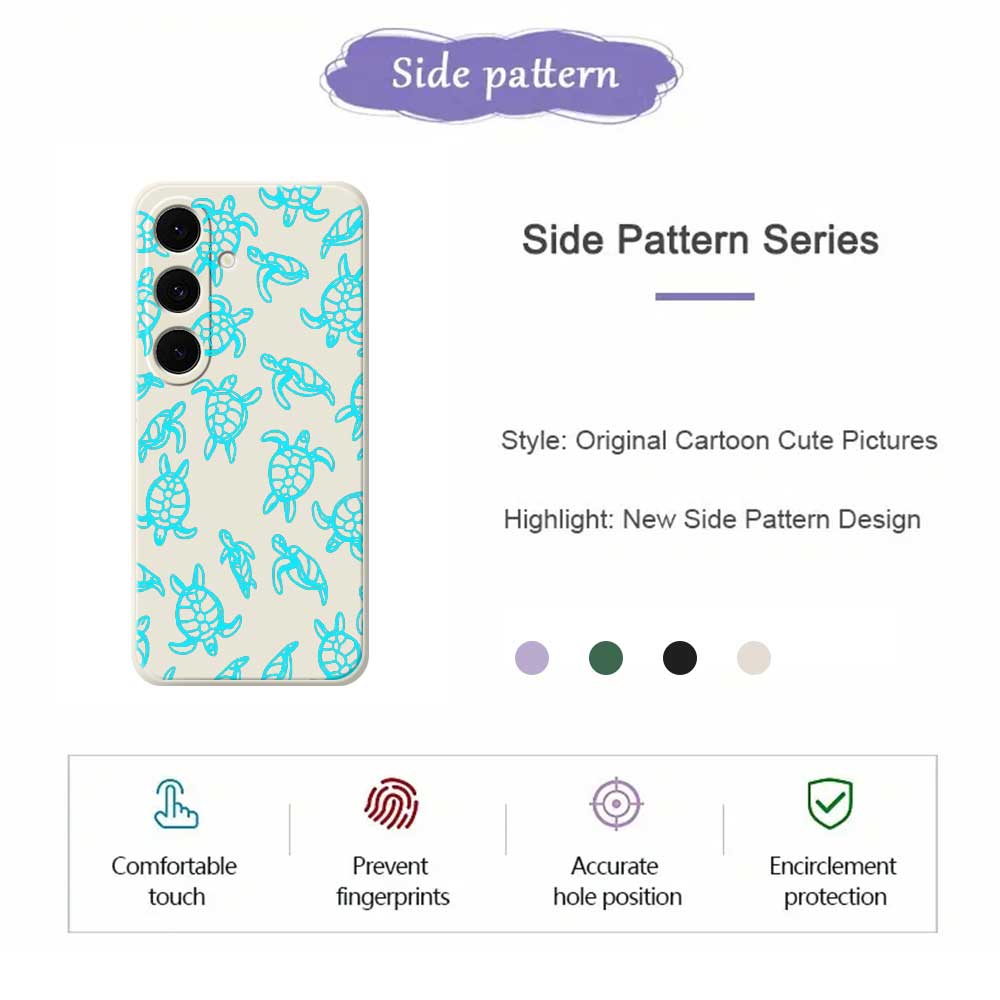 For Samsung Galaxy S25 FE Case Tortoise Pattern Printing Straight Edge TPU Phone Back Cover