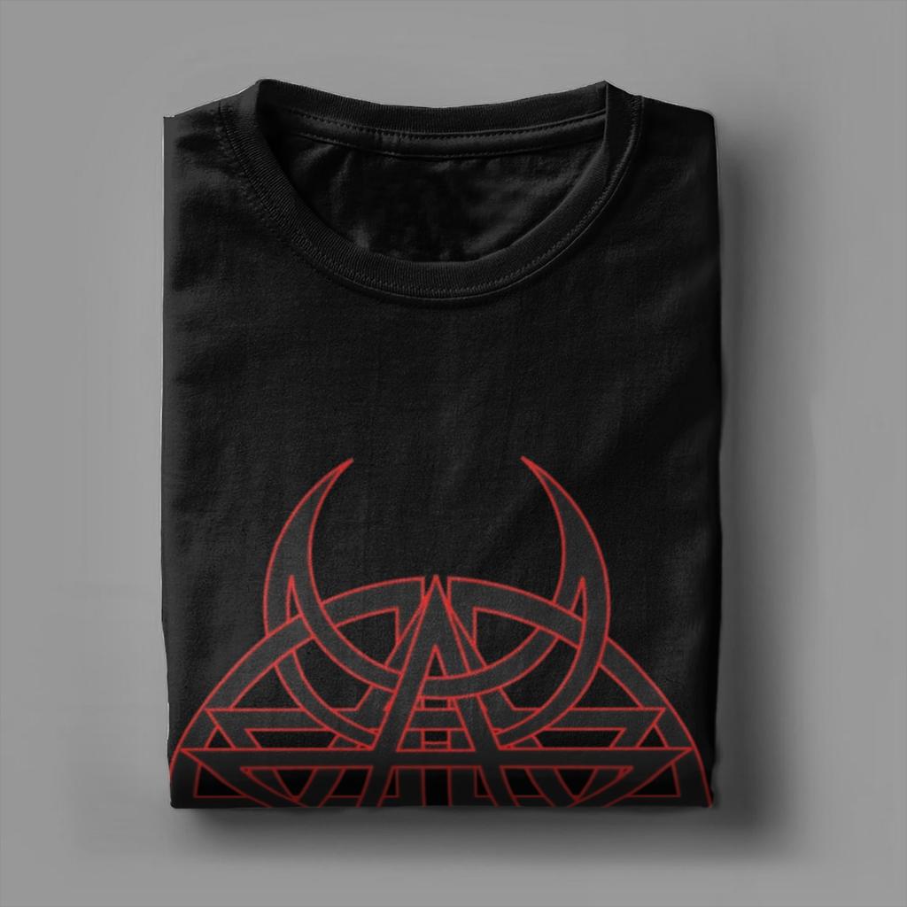 Красные рога гексаграмма Disturbed Music Мужские футболки Повседневные футболки Футболки с коротким рукавом и круглым вырезом 100% хлопок Подарочная одежда
