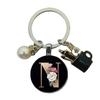 A-Z Letters Elegant Imitation Pearl Key Chain Charm Enamel 26 Letters Key Ring