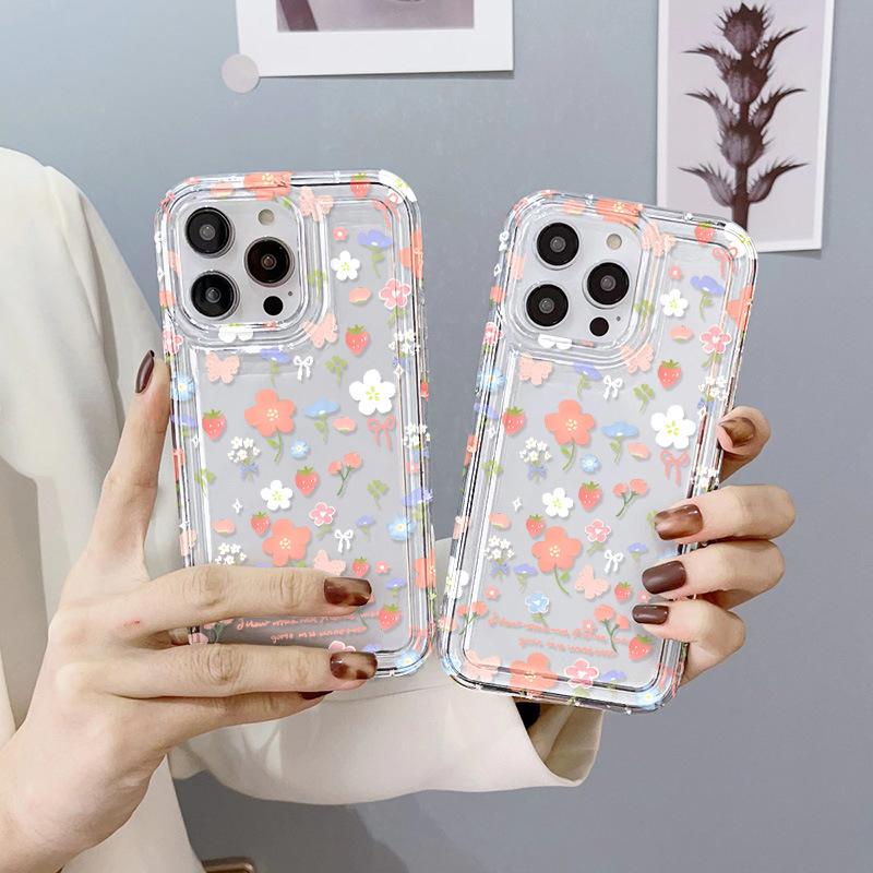ins wind fresh small floral application iPhone17ProMax airbag mobile phone case 15 Apple 16 all-inclusive 13/14