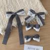 1 Textured Gray with Bow Hair Clip Girl Lace Splice Streamer Half Tied Hair Duck Beak Clip Hair Accessory