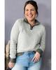 Azura Exchange Green Striped Contrasting Trim Plus Size Henley Pullover