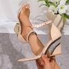 Hemegot Wedges High Heels Crystal Transparent Heel Pvc Strap Buckle Women Sandals Black Color Shoes Female Summer Dressing Salto