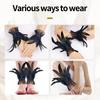 Women's Feather Wrist Cuffs Gothic Feather Fingerless Gloves Wristband Mesh Cuff for Halloween Cosplay Costume Accessories