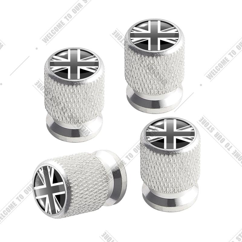 Car CNC Aluminum UK Flag Emblem For Mini Cooper Jaguar Land Rover Ford Opel Honda Nissan 4pcs Tire Valve Air Port Stem Cover Cap rlpf6