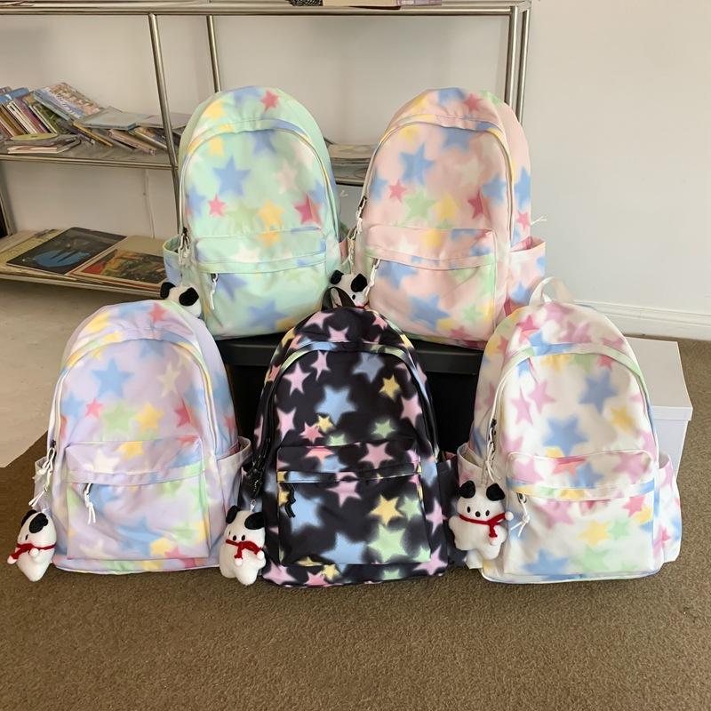 Painted Star Backpack Women's New Trendy Junior High School High School Student Schoolbag Large Capacity Nylon Casual Backpack