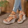 Fashion Ladies Shoes On Sale 2024 High Quality Elastic Band Women's Sandals Summer Platform Mixed Colors Outdoor Casual Wedge Sandals