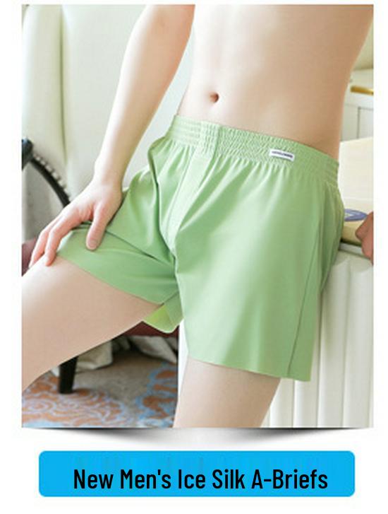 WJ/Net Men's Low-Waist Summer Boxer Briefs - Ice Silk Mesh, Breathable, Pure Cotton Crotch