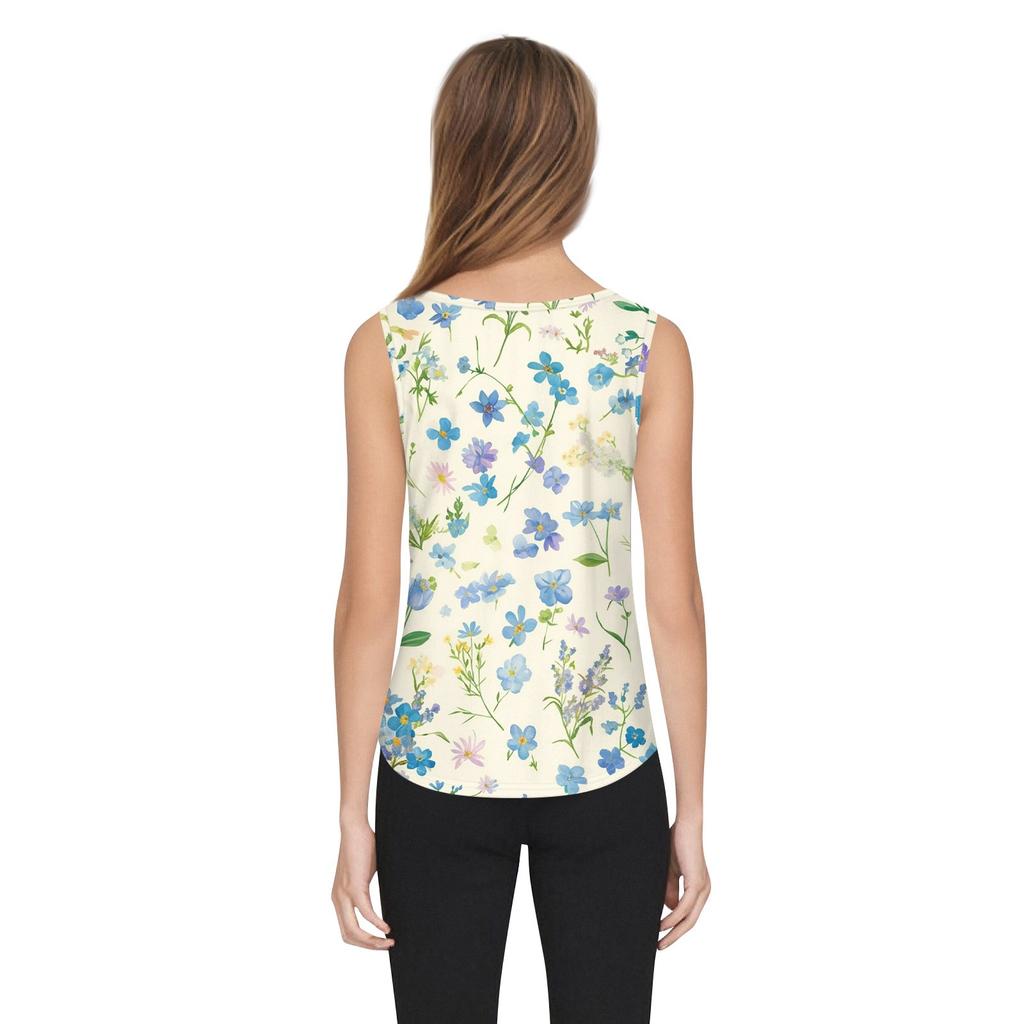 Женская мода, повседневный базовый плиссированный жилет без рукавов с квадратными пуговицами и принтом, летние майки