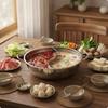 Разделенная кастрюля с половниками из нержавеющей стали для приготовления блюд с двумя вкусами для семей,