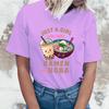 Женская модная смешная футболка с принтом букв «Просто девушка, которая любит рамен и боба» Летняя женская свободная повседневная футболка большого размера с графическим рисунком