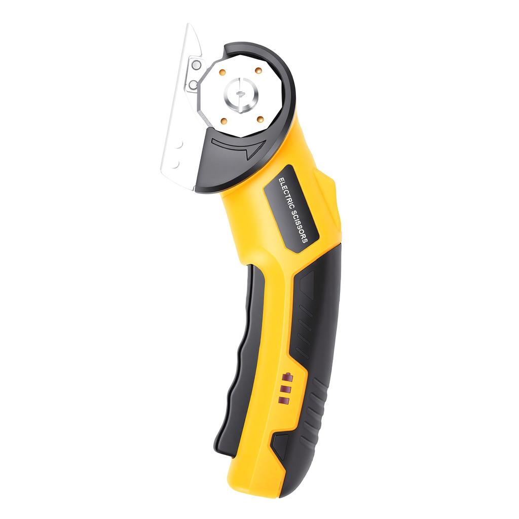 Electric Scissors with LED Light Safety Lock Rechargeable Cordless Box Cutter for Cardboard Fabric Carpet Leather