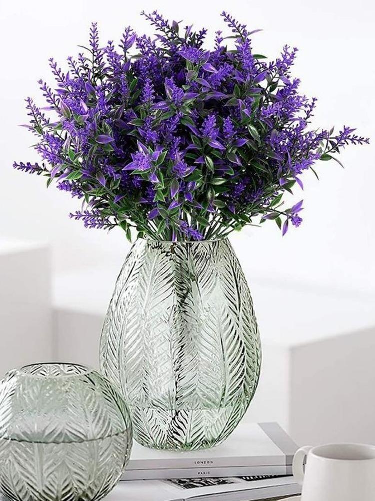 Искусственная лаванда, 8 связок/упак., устойчивые к ультрафиолетовому излучению, искусственные цветы, искусственные пластиковые цветы для подвесных растений, сад, крыльцо, окно, свадьба, уличный декор