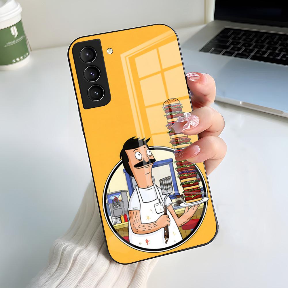 Чехол для телефона B-Bobs B-Burgers для Samsung S26 S25 S24 FE S23 S22 S21 Plus S20 Ultra Note20Ultra Черный Стеклянный Чехол