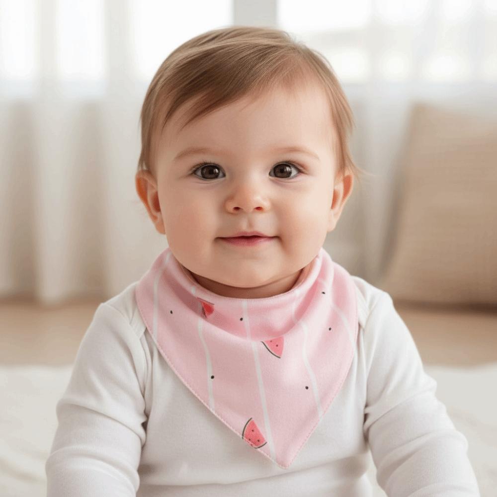 5PCS/SET Cartoon Print Baby Bibs Double-Sided Feeding Bibs Unisex Style Cotton Bibs  Mealtime