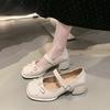 2025 New Butterfly-knot Women Mary Jane Shoes for Women Fashion Square Toe Patent Leather Pumps Shoes Spring Autumn
