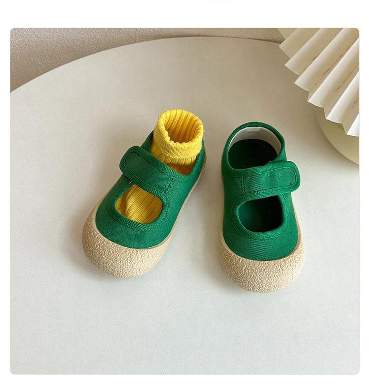 Детская обувь для малышей детская обувь 2025 лето новая для девочек парусиновая обувь с квадратным носком мягкая подошва мужская корейская версия повседневная обувь