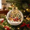Winter Festival Decor Glowing Christmas Story Ornament, Mini Holiday Scene in Ball Hanging Decoration, Lighted Baubles Light Up Acrylic Clear Pendant