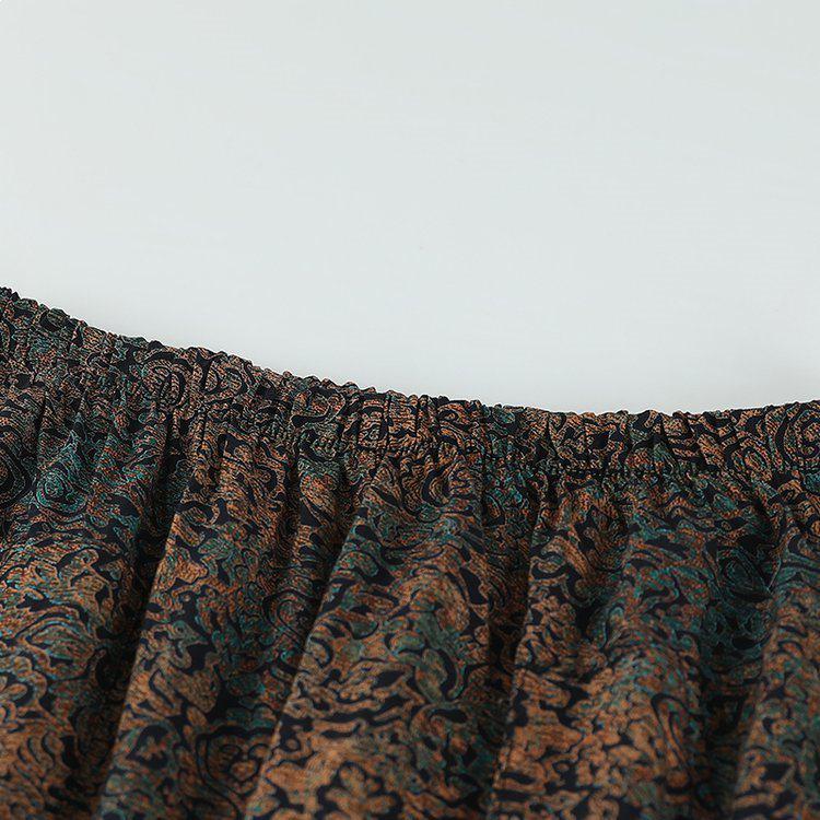 Весенне-осенний комплект из хлопка и льна в ретро-стиле большого размера для женщин среднего возраста: Топ с длинным рукавом и брюки