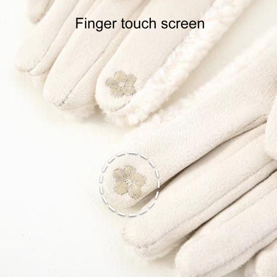 Женские зимние замшевые перчатки Теплые пушистые перчатки с сенсорным экраном Однотонные ветрозащитные перчатки с плюшевой подкладкой для вождения, поездок на работу, шопинга