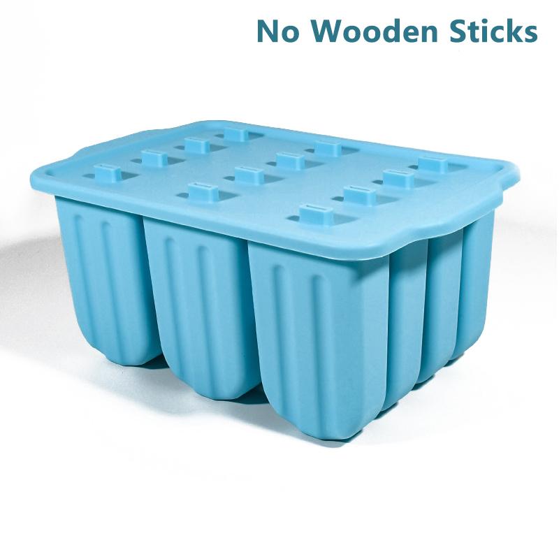 12 Форм для мороженого подряд Легко извлекаемые Силиконовые формы для эскимо для морозильной камеры Домашний лед с крышкой Кухонный десерт