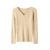 2026 Women's V-neck Cashmere Sweater: Autumn/Winter Long Sleeve Knitwear, Slimming Solid Color Base Layer.