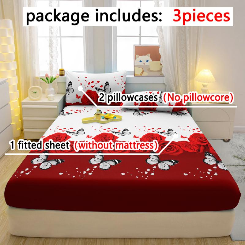 Простой современный 3-предметный матовый комплект простыней из трех частей с растительным и цветочным узором, Набор печатного постельного белья для спальни, Постельные принадлежности