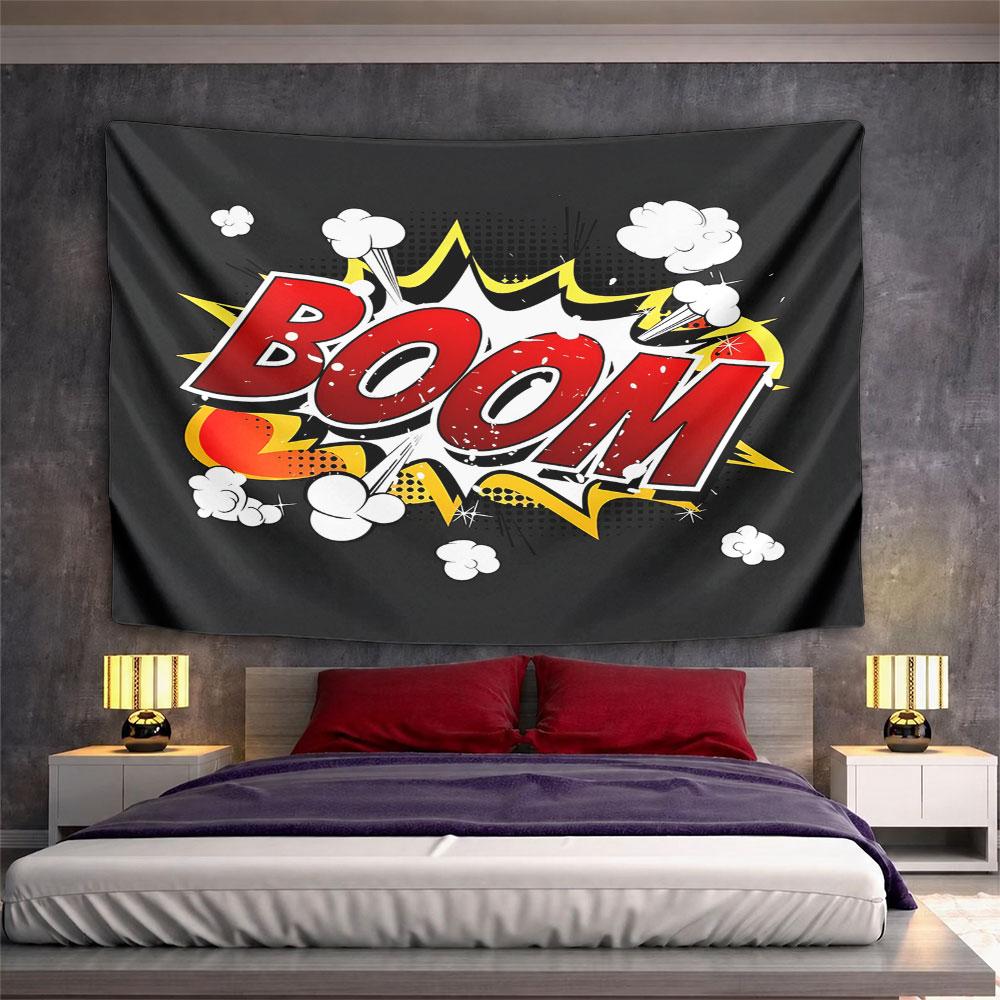 Comic Style "Boom" Explosion Design Pattern Wall Hanging Tapestry Decorative Tapestry Home Decor for Bedroom and Living Room