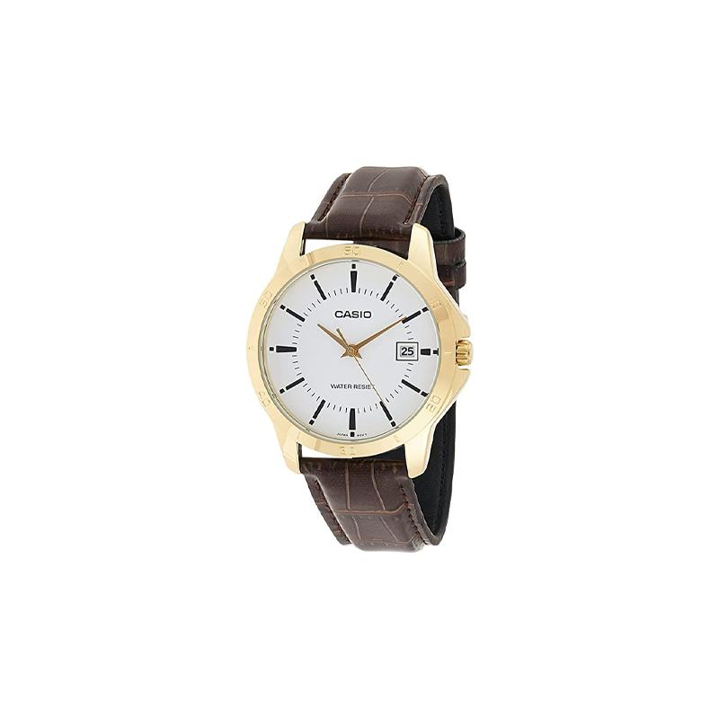Casio Серия Часов-LTP Сердце Тьмы Business Casual Большой Циферблат Пара Кварцевый Механизм Ремешок из Натуральной Кожи Японские MTP-V004GL-7A<P-V004GL-7A