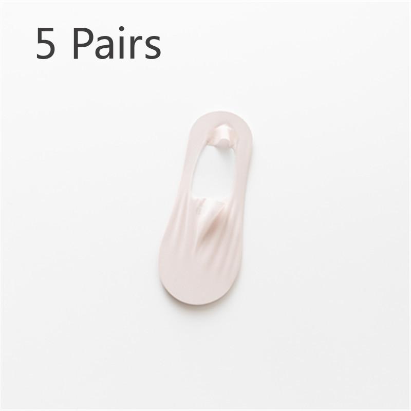 5 пар женских летних однотонных невидимых тонких шелковых носков-лодочек с неглубоким вырезом