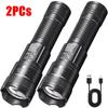 High Strong Power Led Flashlights 300000LM Tactical Torch with Display Light USB Charging Camping Fishing Defensa Zoom Lantern
