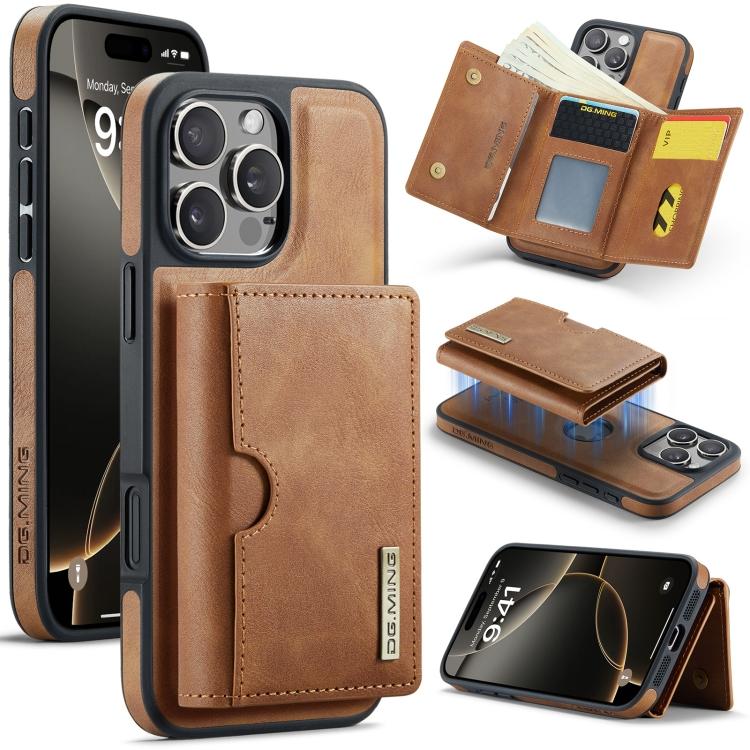 DG.MING M6 Series RFID Tri-fold Card Bag Removable Leather Phone Case