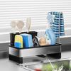 304 Stainless Steel Black Kitchen Sink Caddy Self Drain Tray Sponge Dishcloth Brush Soap Dispenser Holder