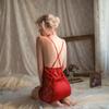 Сексуальное женское ночное платье с подвязками, открытой спиной, глубоким V-образным вырезом, прозрачными вставками, соблазнительное, секси, с французскими складками